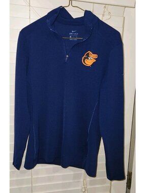 NIKE MLB Baltimore Orioles WOMENS 1/4 Zip Long Sleeve Pullover SMALL navy blue